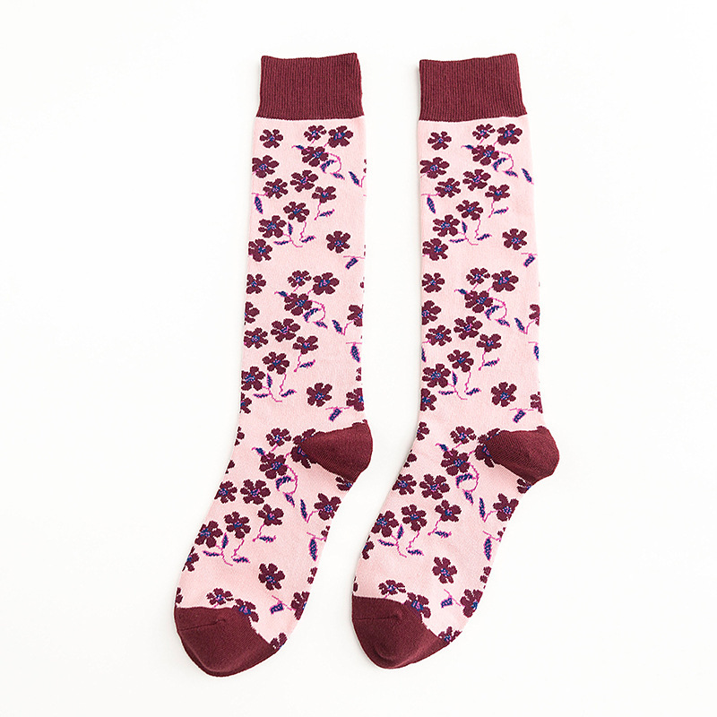 Autumn And Winter Piles Of Socks Cylindrical Female Floral Border Calf Socks Wholesale 2020